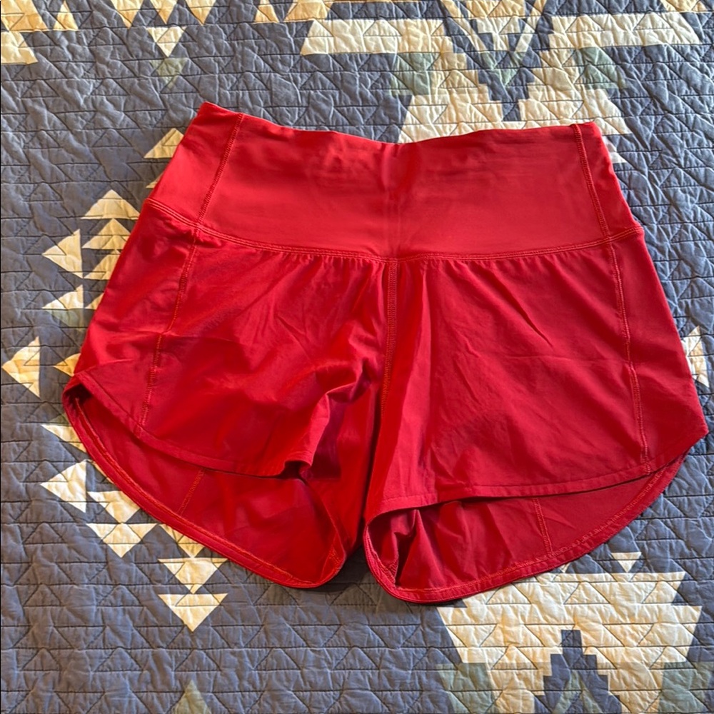 lululemon athletica Red Athletic High Rise Speed Shorts 4 in inseam
